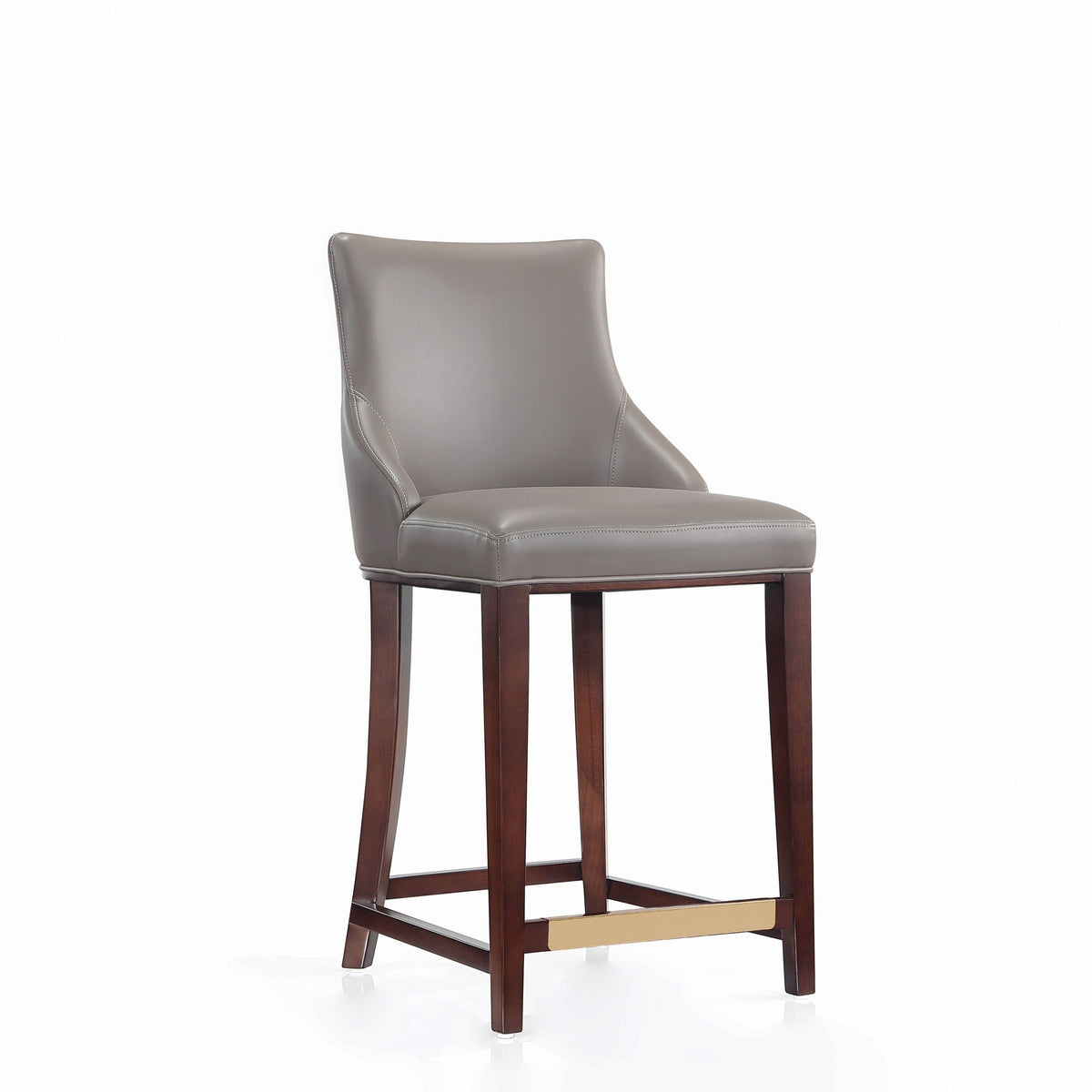Shubert Counter Stool taupe leather, dark wood legs, counter height 24–27 in HouseOfZazla on Tampa Home & Garden Store