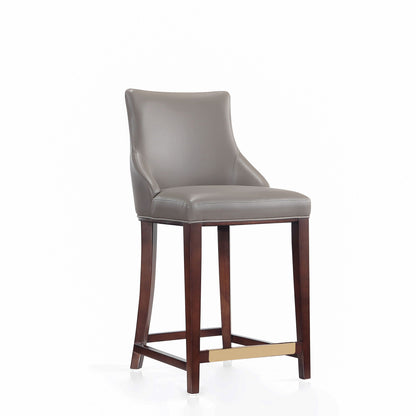 Shubert Counter Stool taupe leather, dark wood legs, counter height 24–27 in HouseOfZazla on Tampa Home & Garden Store