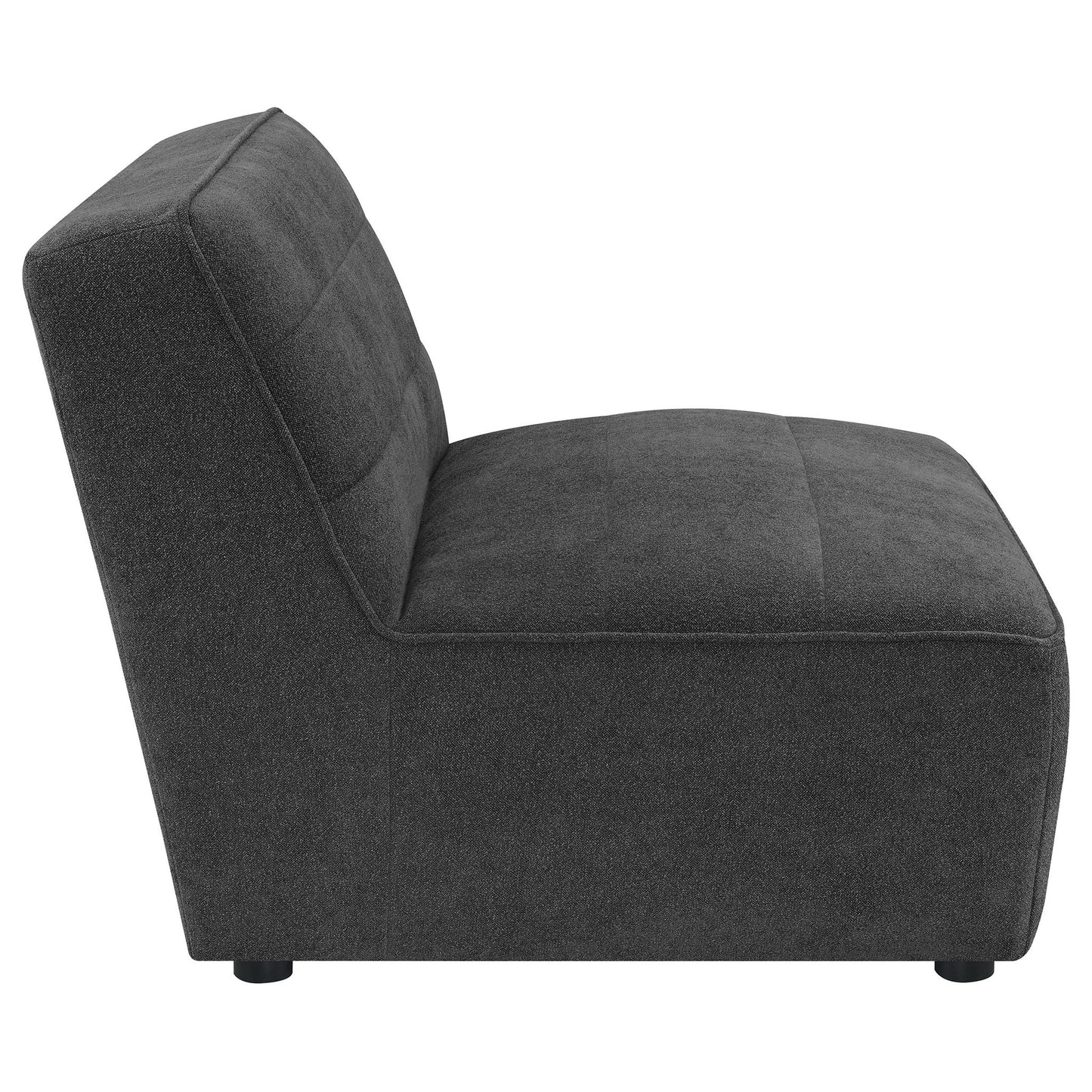 Ortega Upholstered Armless Chair charcoal gray fabric HouseOfZazla with low-profile legs on Tampa Home & Garden Store