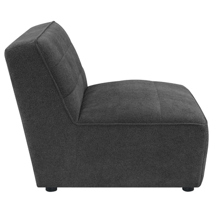 Ortega Upholstered Armless Chair charcoal gray fabric HouseOfZazla with low-profile legs on Tampa Home & Garden Store