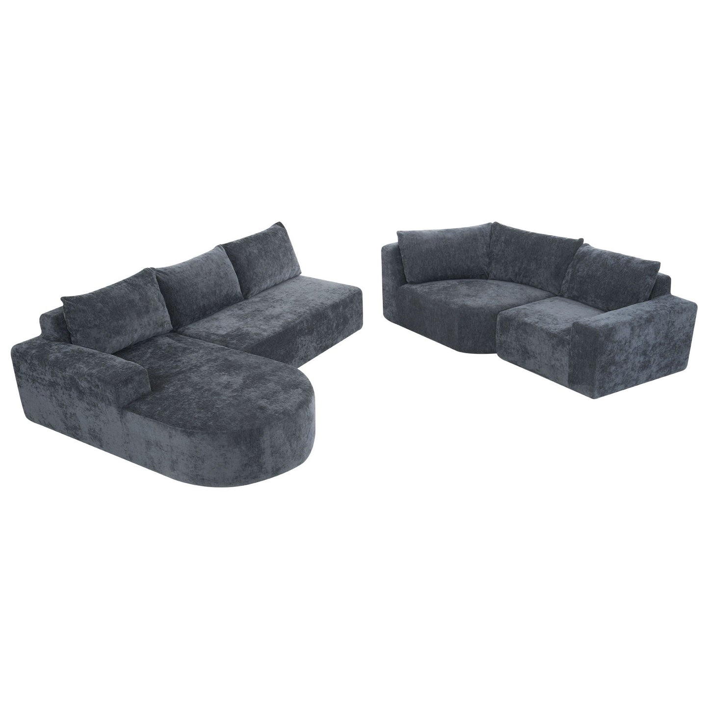 Modular cloud sectional sofa set in dark gray textured fabric with deep seats; U-shaped modules on Tampa Home & Garden Store