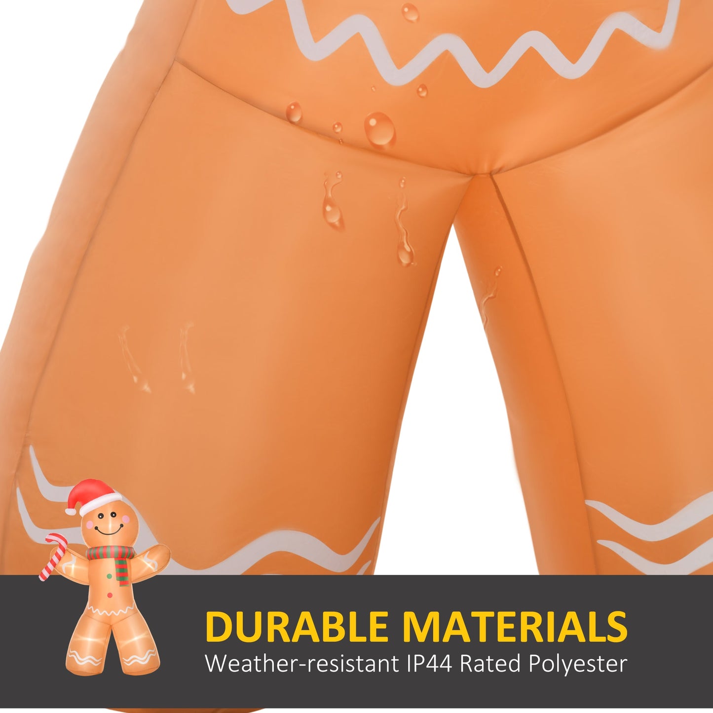 Outdoor Inflatable Gingerbread Man with Candy Cane, orange decoration by HouseOfZazla on Tampa Home & Garden Store