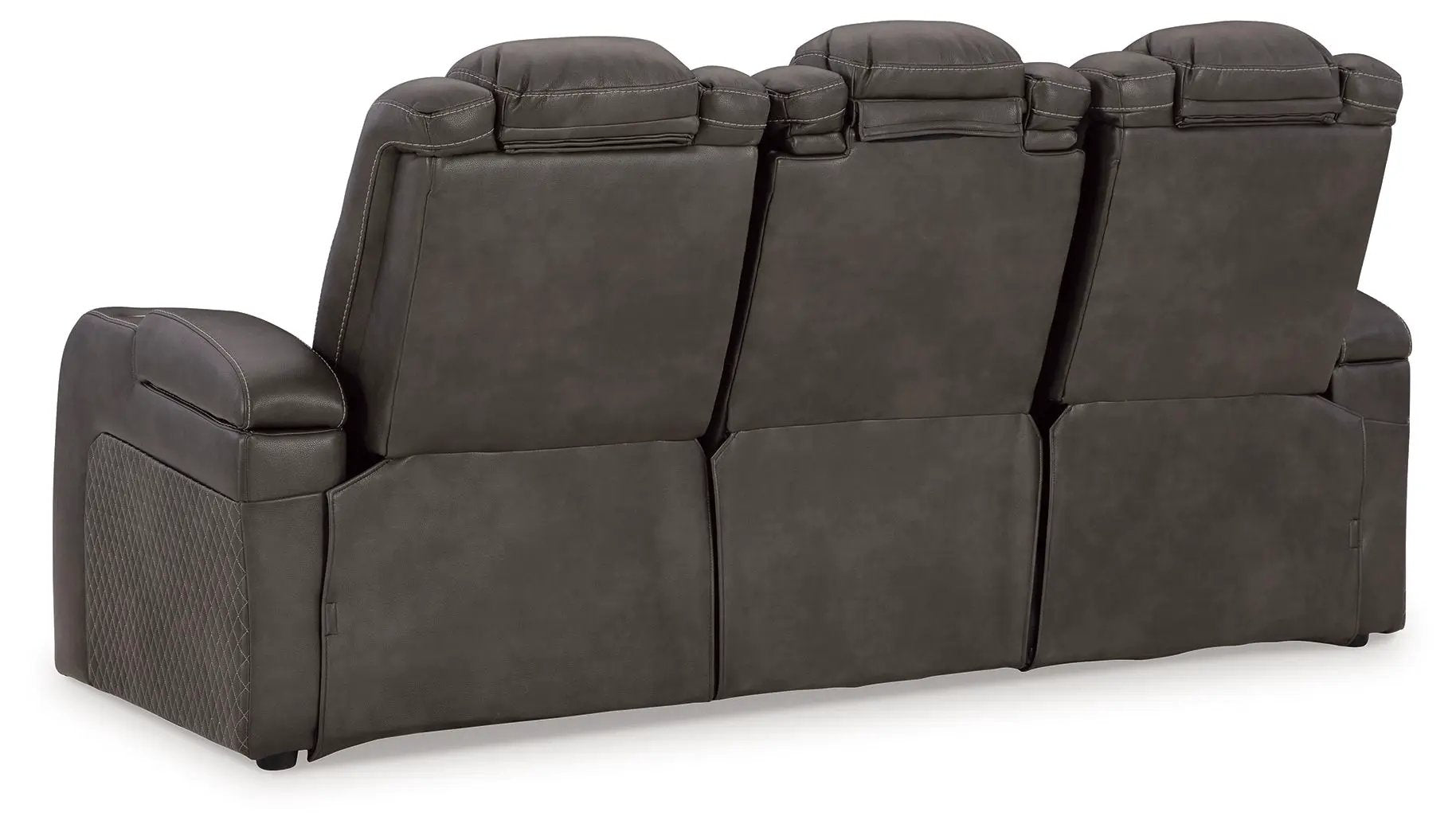 Fyne-dyme power reclining sofa with adjustable headrests, dark brown leather, 3-seat unit on Tampa Home & Garden Store