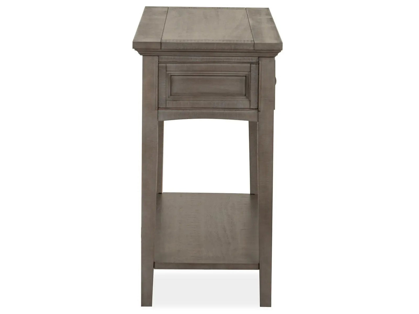 Paxton Place rectangular sofa table in dovetail gray with a single front drawer and lower shelf on Tampa Home & Garden Store