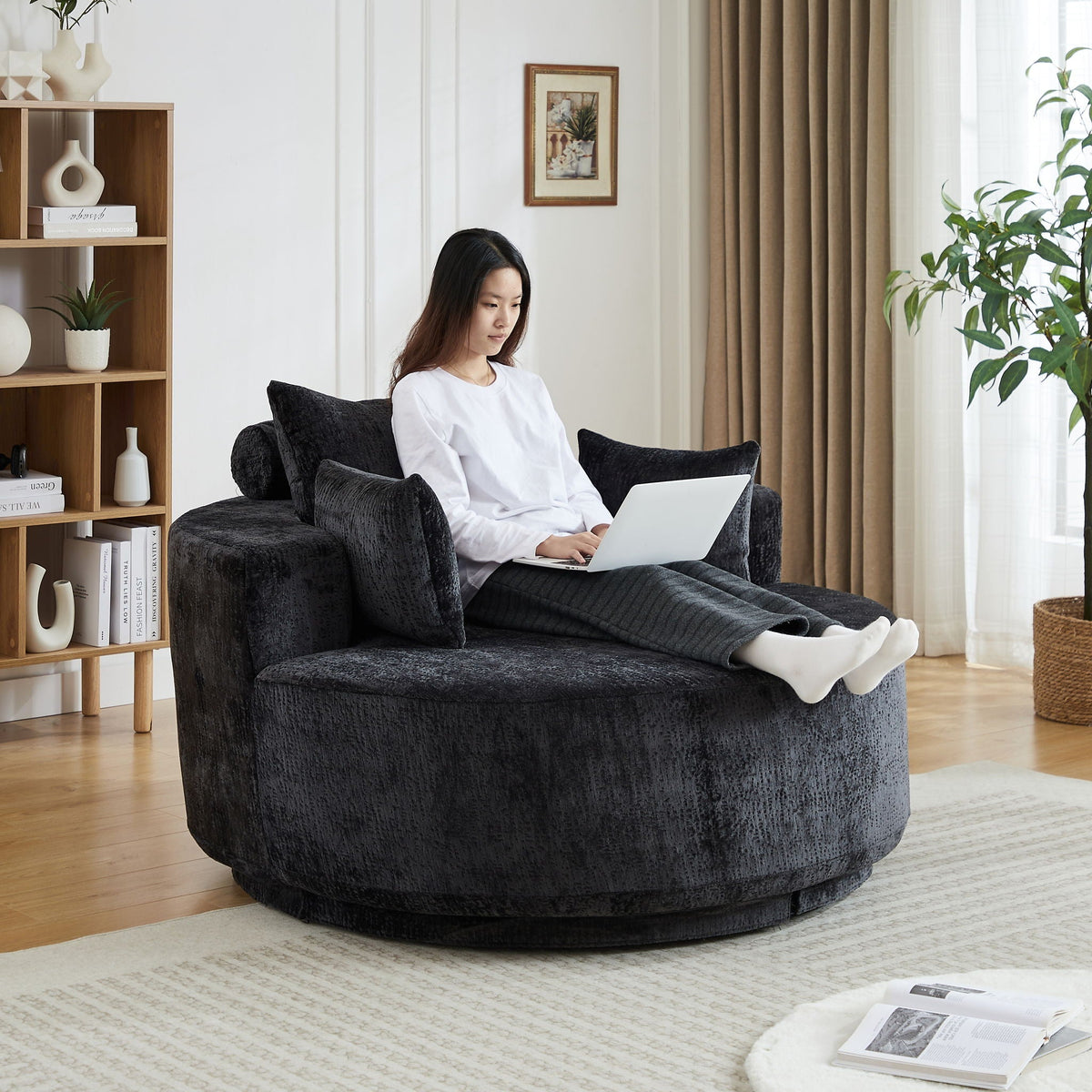 Modern Single Sofa and Swivel Sleeper Chair