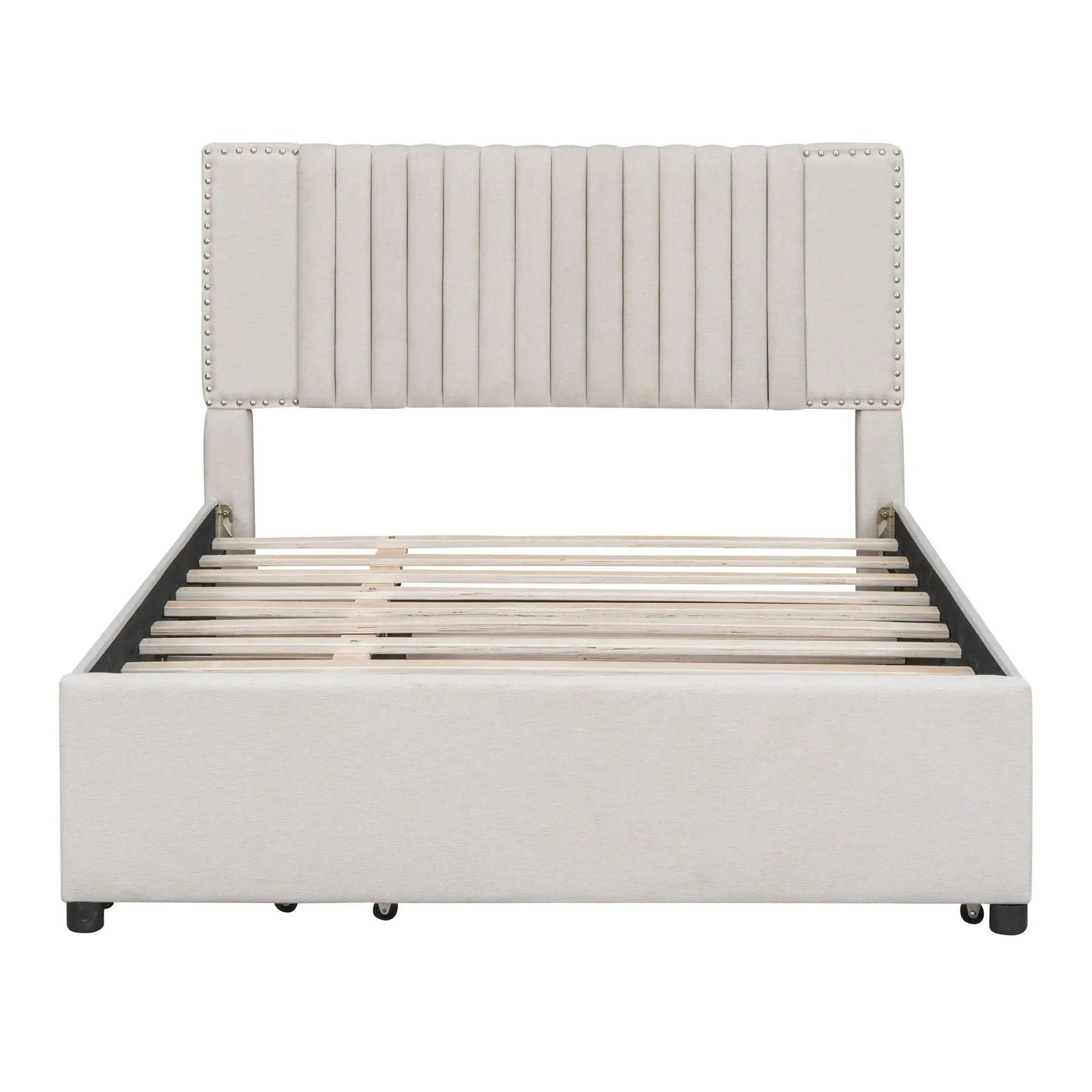 Upholstered Platform Bed With Drawers Headboard