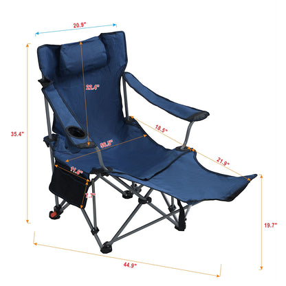 Outdoor Folding Reclining Chair With Cup Holder