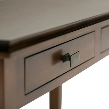 Artisan Handcrafted Console Sofa Table in dark espresso with drawer fronts and metal pulls on Tampa Home & Garden Store