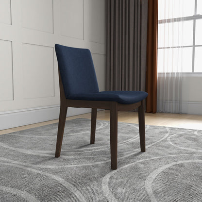 Mid-Century Modern solid wood dining chair set with blue fabric upholstery HouseOfZazla on Tampa Home & Garden Store