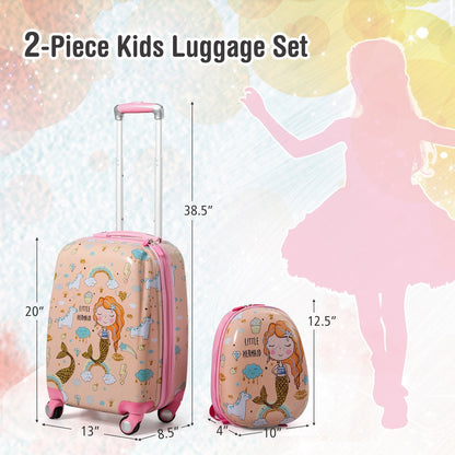 2-piece kids luggage set pink rolling suitcase and pink backpack with unicorn print GemGear on Tampa Home & Garden Store