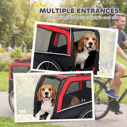 Dog bike trailer by Furr Baby Gifts with red trim, mesh sides, 20in air tires, and reflectors on Tampa Home & Garden Store