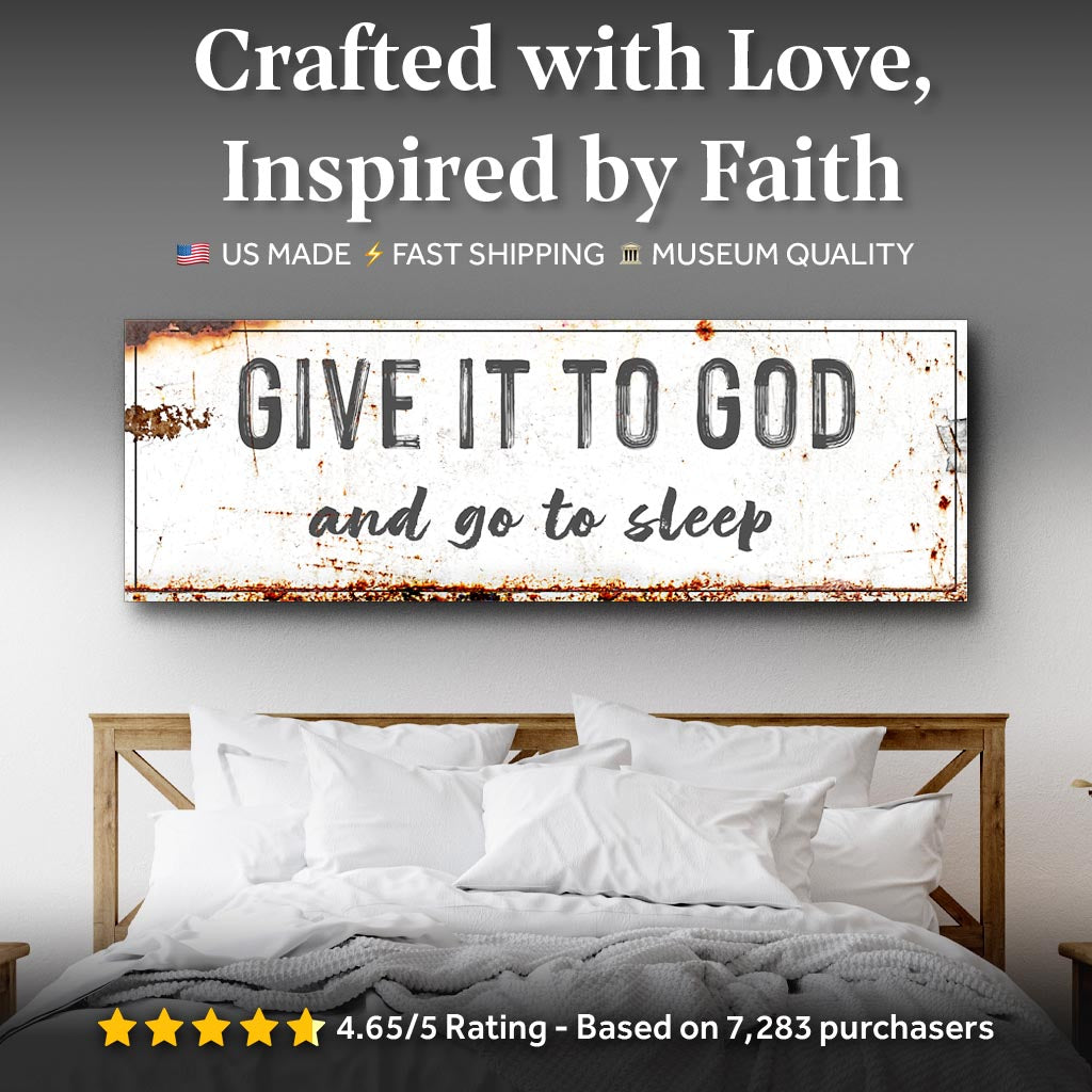 Rustic canvas wall art by Tailored Canvases: Give It to God and Go to Sleep on Tampa Home & Garden Store