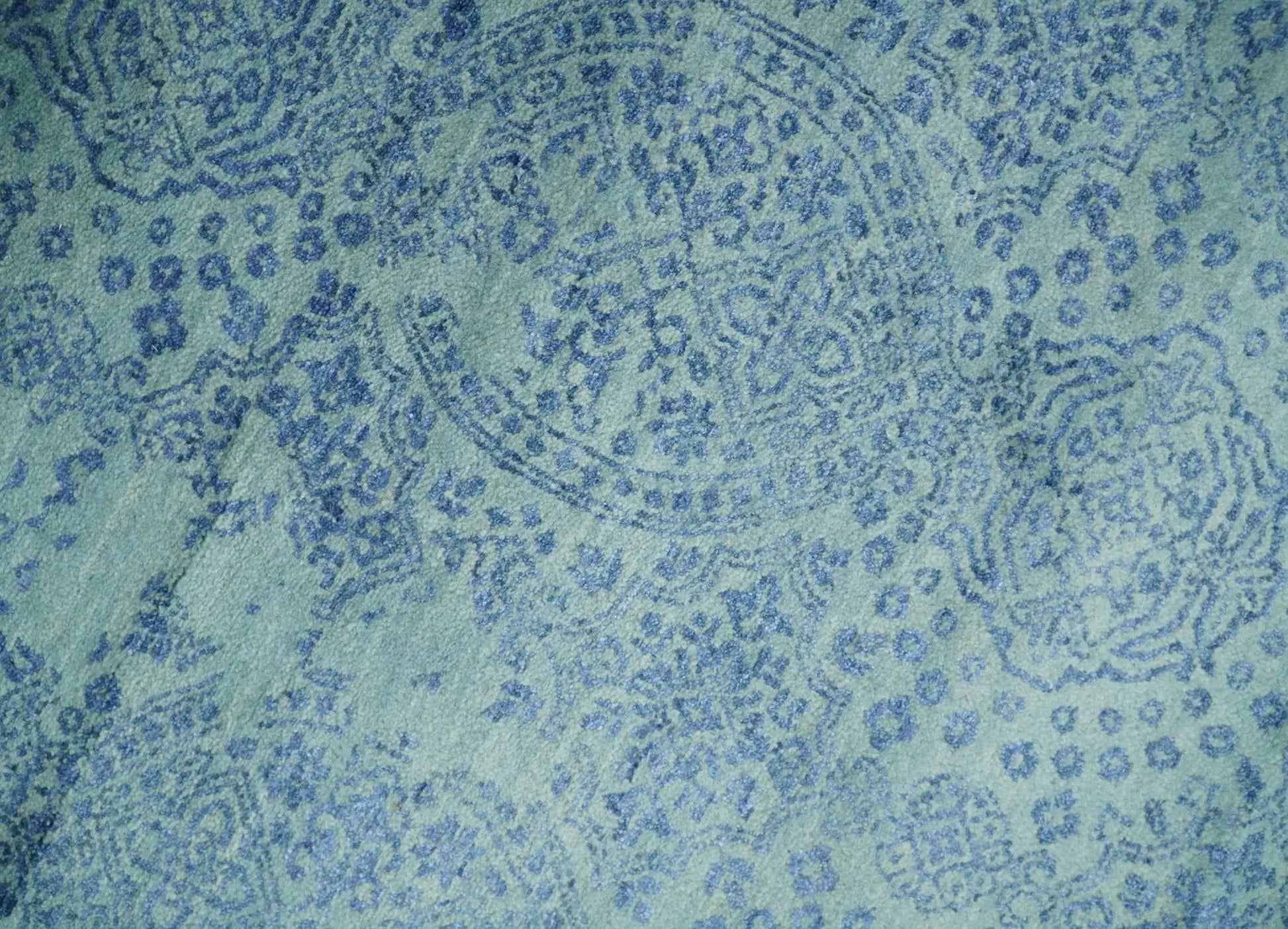 9x12 Fine Hand Knotted Blue and Teal Traditional Vintage Persian Style Antique Wool Rug | AGR33 - Tampa Home & Garden Store