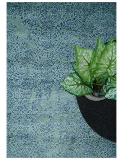 9x12 Fine Hand Knotted Blue and Teal Traditional Vintage Persian Style Antique Wool Rug | AGR33 - Tampa Home & Garden Store