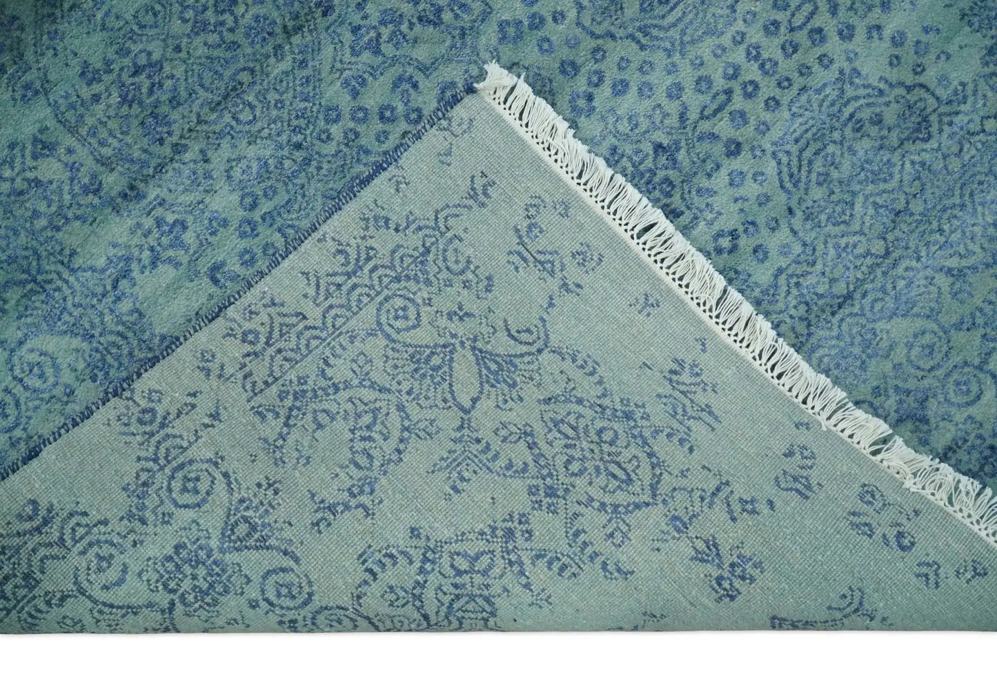 9x12 Fine Hand Knotted Blue and Teal Traditional Vintage Persian Style Antique Wool Rug | AGR33 - Tampa Home & Garden Store