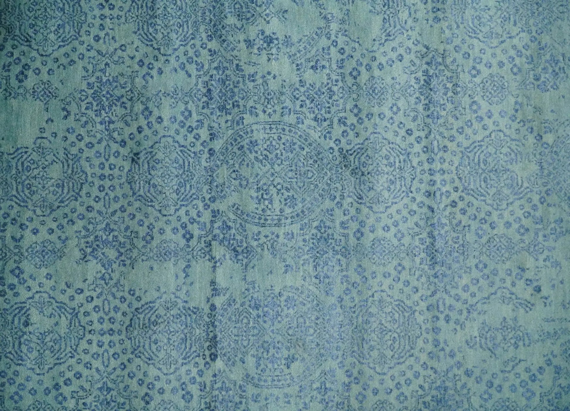 9x12 Fine Hand Knotted Blue and Teal Traditional Vintage Persian Style Antique Wool Rug | AGR33 - Tampa Home & Garden Store