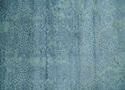 9x12 Fine Hand Knotted Blue and Teal Traditional Vintage Persian Style Antique Wool Rug | AGR33 - Tampa Home & Garden Store