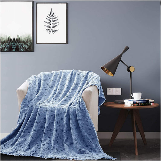 Kasentex 100% Cotton Soft Knitted Throw Blanket, Room Decor, Graduation Gifts, Fathers Day Gift, Mom Gift - Tampa Home & Garden Store