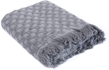 Kasentex 100% Cotton Soft Knitted Throw Blanket, Room Decor, Graduation Gifts, Fathers Day Gift, Mom Gift