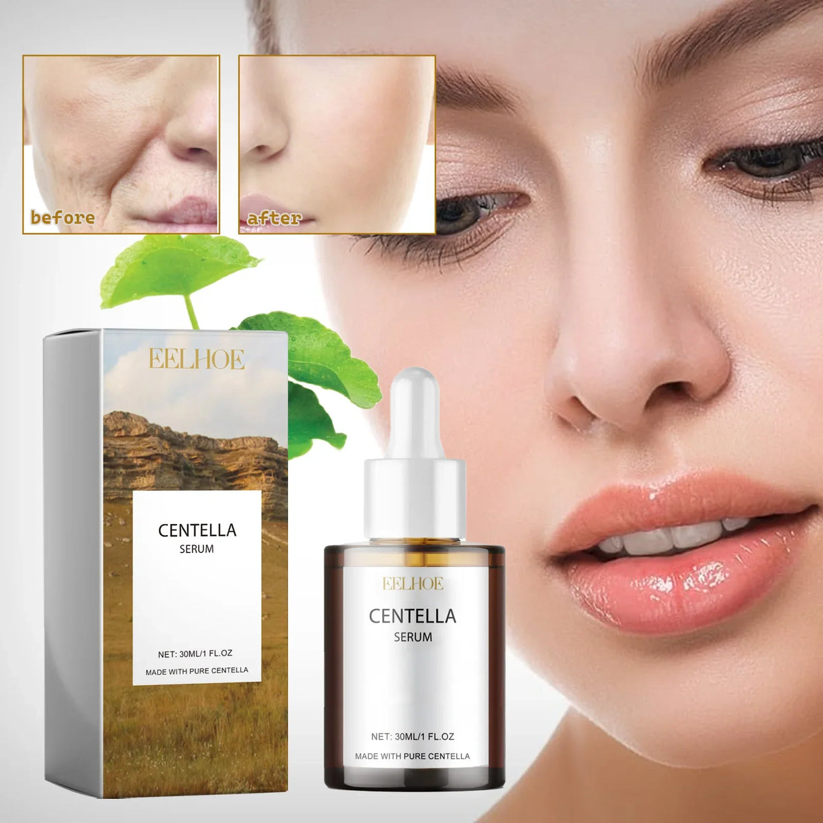 Centella Asiatica Serum by Silcy Skin - amber dropper bottle and box for deep moisture on Tampa Home & Garden Store