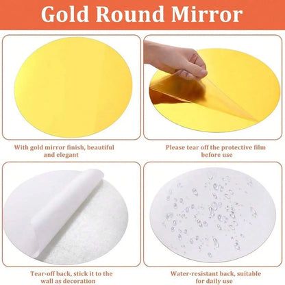 Perfecsy 10pcs gold round acrylic wall mirror centerpiece with peel-off film backing on Tampa Home & Garden Store