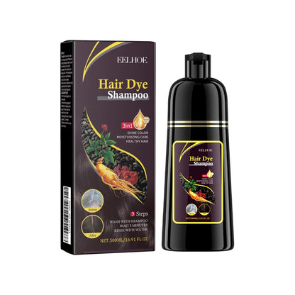EELHOE Hair Dye Shampoo bottle and box, brown color formula, 3in1 moisture care by Silcy Skin on Tampa Home & Garden Store