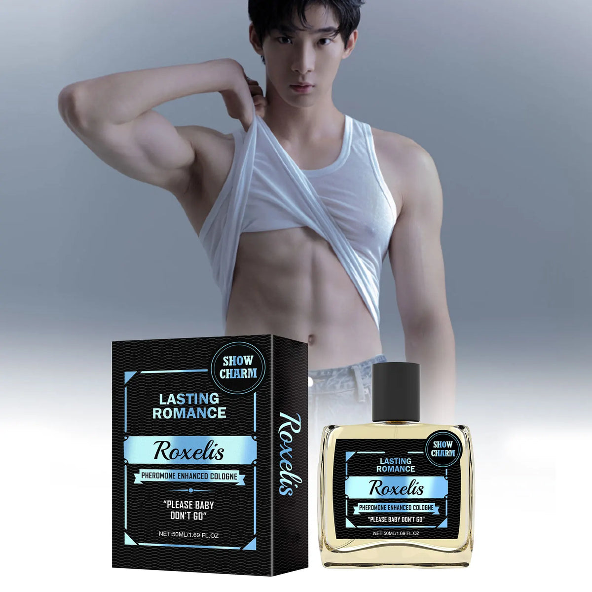 Roxelis 50ml pheromone cologne bottle with Show Charm packaging by Silcy Skin on Tampa Home & Garden Store