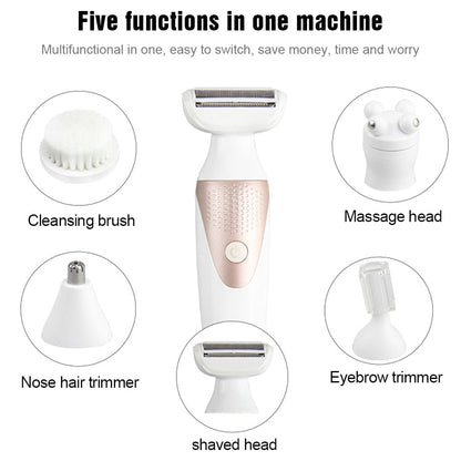 5 In 1 Electric Shaver Waterproof Razor Shaving Machine Women Hair Leg Bikini Depilation Trimmer Depilatory Hair Remover - Tampa Home & Garden Store