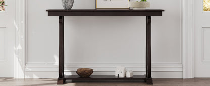 48-Inch Rustic Vintage Console Table --- Farmhouse Style Entryway Table with Open Shelf and Sturdy Construction  (Espresso)