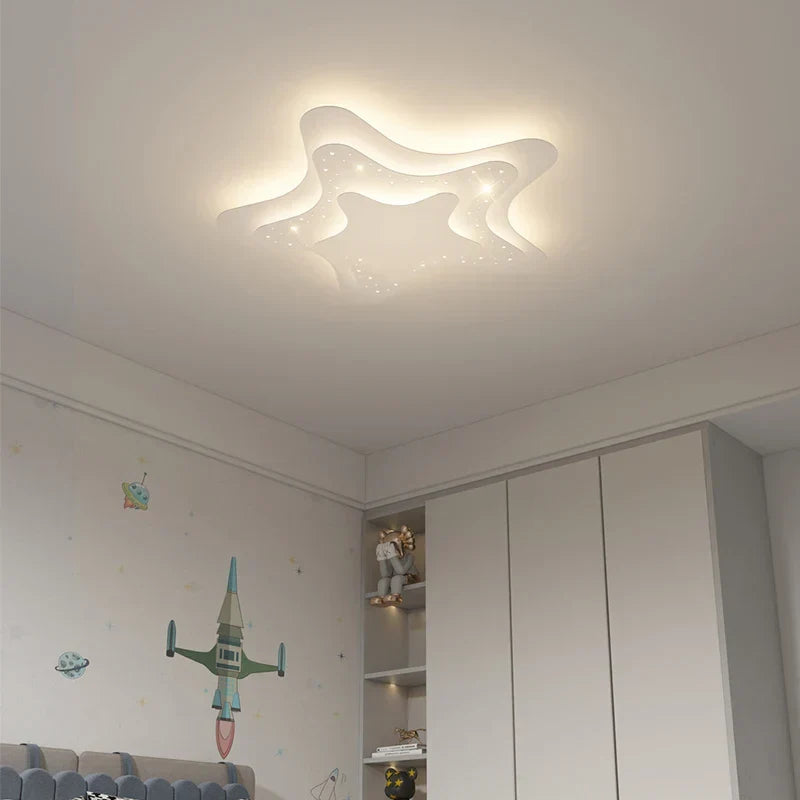 DecorBites Kids Room LED ceiling chandelier star and moon motif in white on Tampa Home & Garden Store