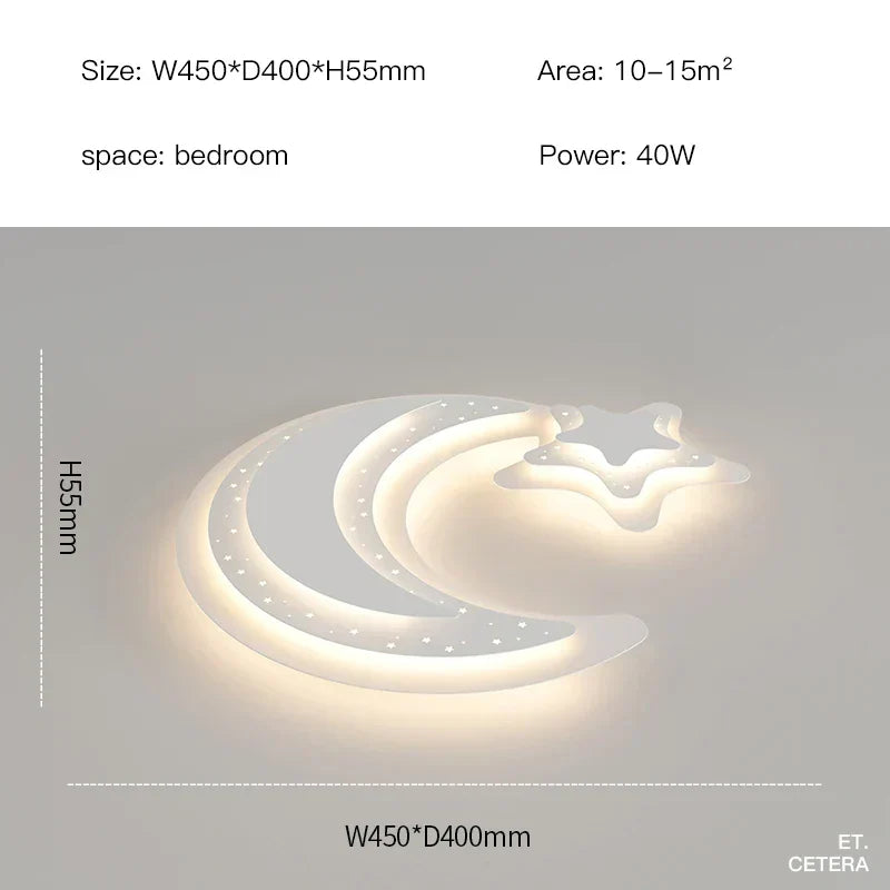 DecorBites Kids Room LED chandelier moon and star ceiling lamp in white with crescent layers on Tampa Home & Garden Store