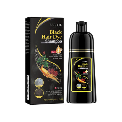 EELHOE Black Hair Dye Shampoo bottle and box set, black bottle with gold band, 500ml on Tampa Home & Garden Store
