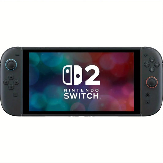 Nintendo Switch 2 handheld gaming console with gray Joy-Cons and blue/red accents on Tampa Home & Garden Store
