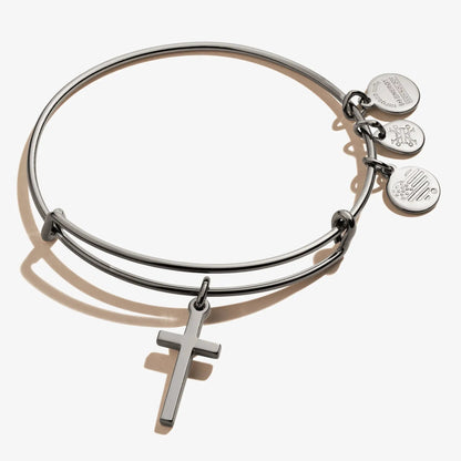 Cross Charm Bangle silver bracelet with disc charms and hanging cross pendant by ALEX AND ANI on Tampa Home & Garden Store