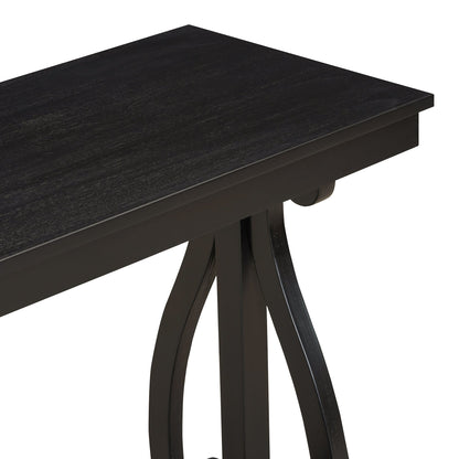 48-Inch Rustic Vintage Console Table --- Farmhouse Style Entryway Table with Open Shelf and Sturdy Construction (Black)