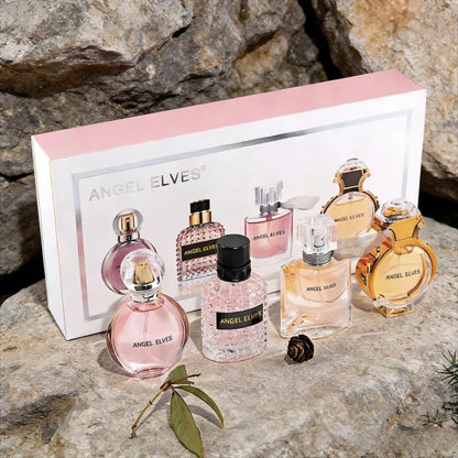 Angel Elves unisex perfume gift set with pink and clear glass bottles in a white box on Tampa Home & Garden Store