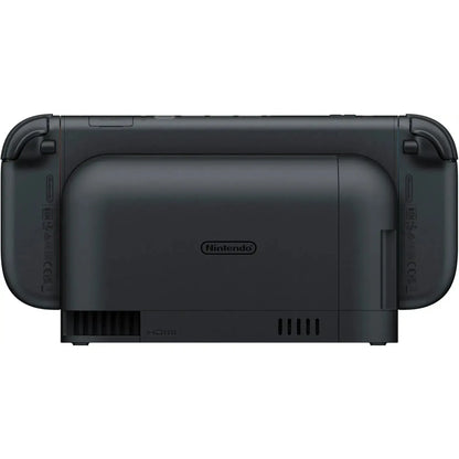 Nintendo Switch 2 gaming console with attached Joy-Con controllers in dark gray, Nintendo logo on Tampa Home & Garden Store