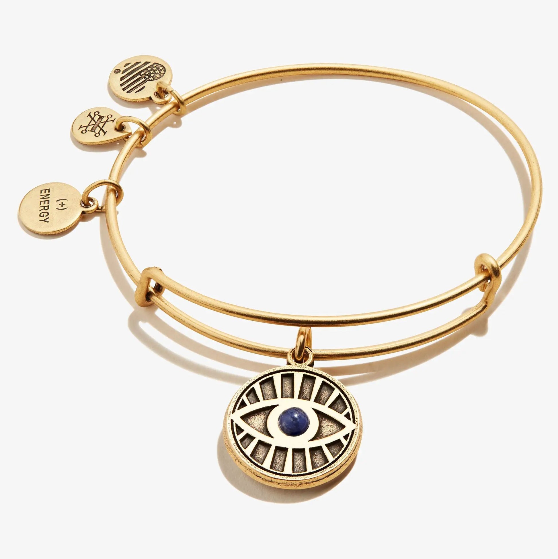Gold-tone Evil Eye + Sodalite charm bangle bracelet by Alex and Ani on Tampa Home & Garden Store