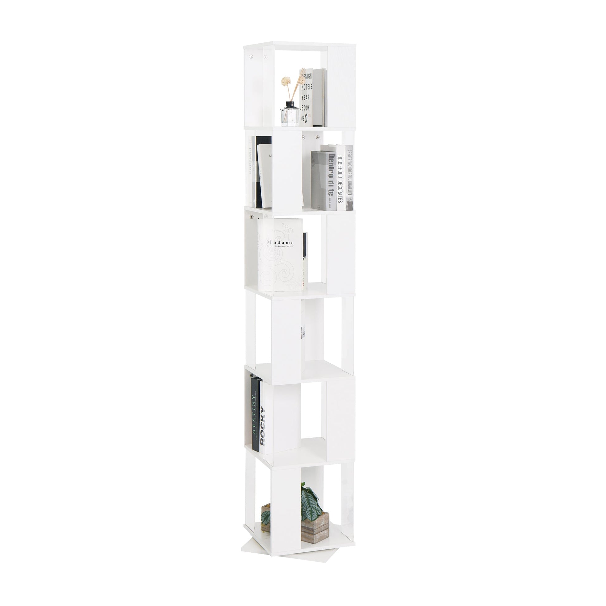 6-layer rotating acrylic board simple bookshelf, multi-functional creative bookshelf for students in the living room - Tampa Home & Garden Store