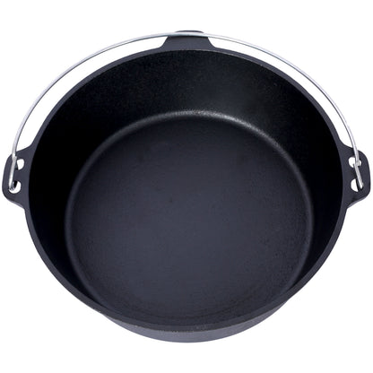 ast iron Dutch oven with lid, outdoor camping deep pot, used for camping, cooking, barbecue and leg rest, 8 Quart