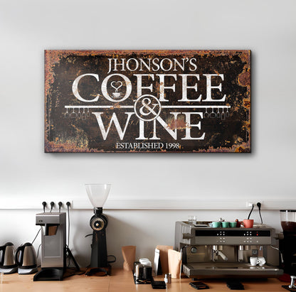 Canvas sign Coffee and Wine Sign III with rusted distressed finish by Tailored Canvases on Tampa Home & Garden Store