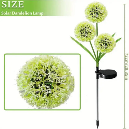 3-head Solar Dandelion LED Lawn Light on stake with solar panel, green garden lighting for yards on Tampa Home & Garden Store