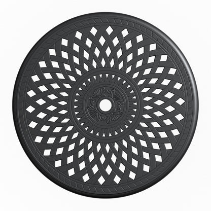 Ø30.71-inch Cast Aluminum Patio Dining Table With Black Frame and Umbrella Hole - Tampa Home & Garden Store