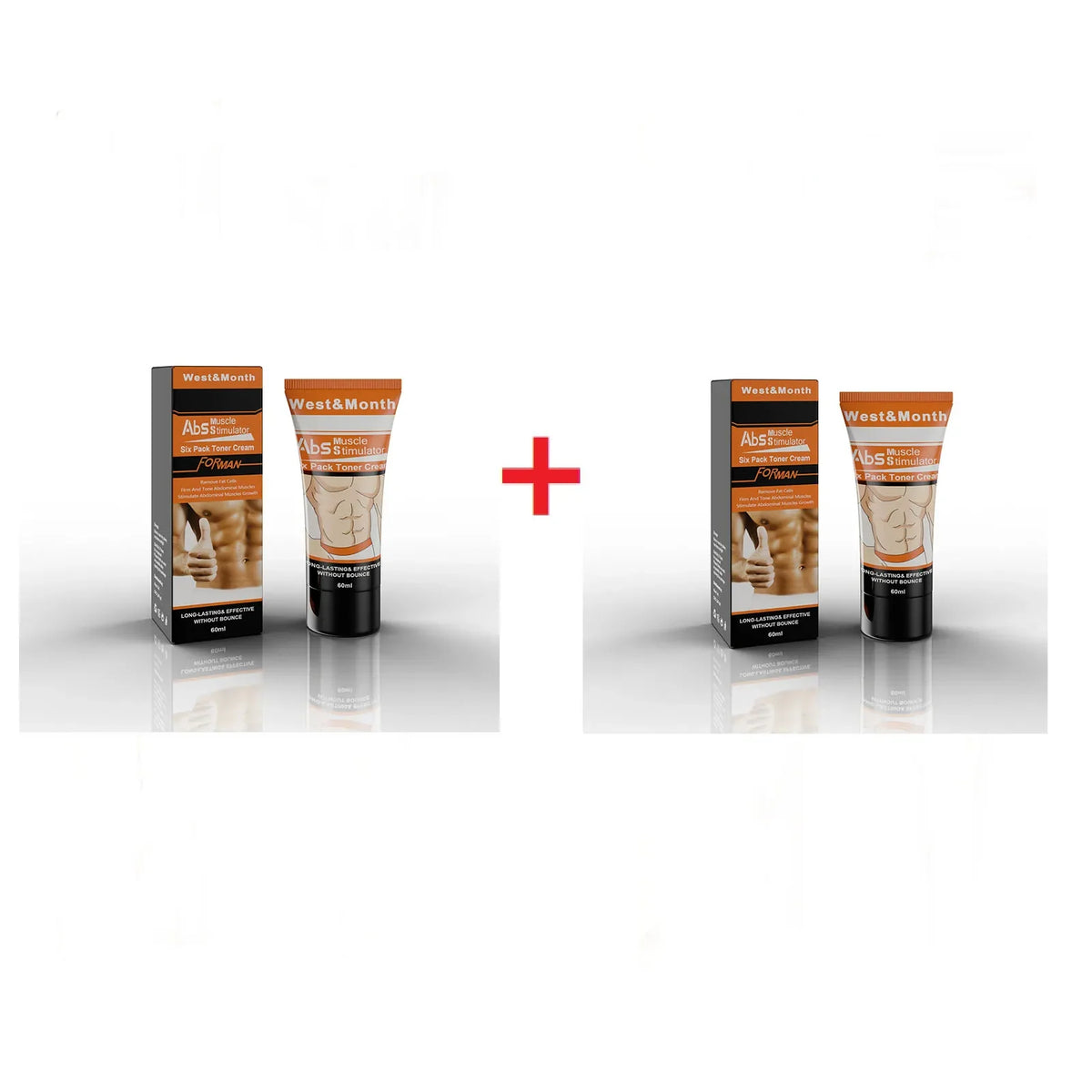 Two-pack Abs Muscle Stimulator Six Pack Tone Cream set by West&Month, 60ml tubes on Tampa Home & Garden Store