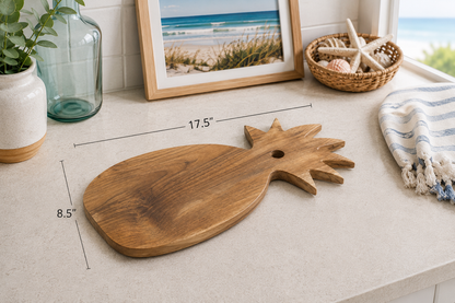Teak pineapple cutting board large by The Broward Design Center, 17.5in x 8.5in on Tampa Home & Garden Store