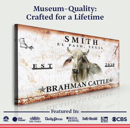 Brahman Cattle Sign II canvas by Tailored Canvases with Brahman cattle artwork on Tampa Home & Garden Store