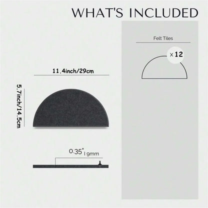 Perfecsy 12pcs semicircular felt wall tiles kit with self-adhesive board in dark charcoal on Tampa Home & Garden Store