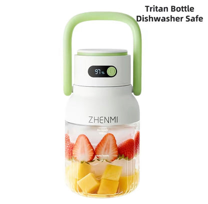 BlendGo portable blender by ZHENMI with white base, green handle, clear Tritan bottle on Tampa Home & Garden Store