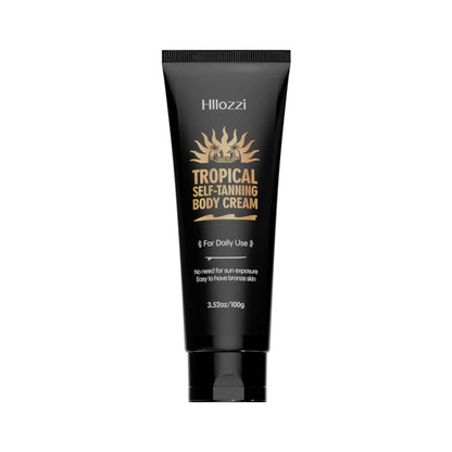 Tropical self-tanning body cream tube, black with gold lettering, for daily use on Tampa Home & Garden Store