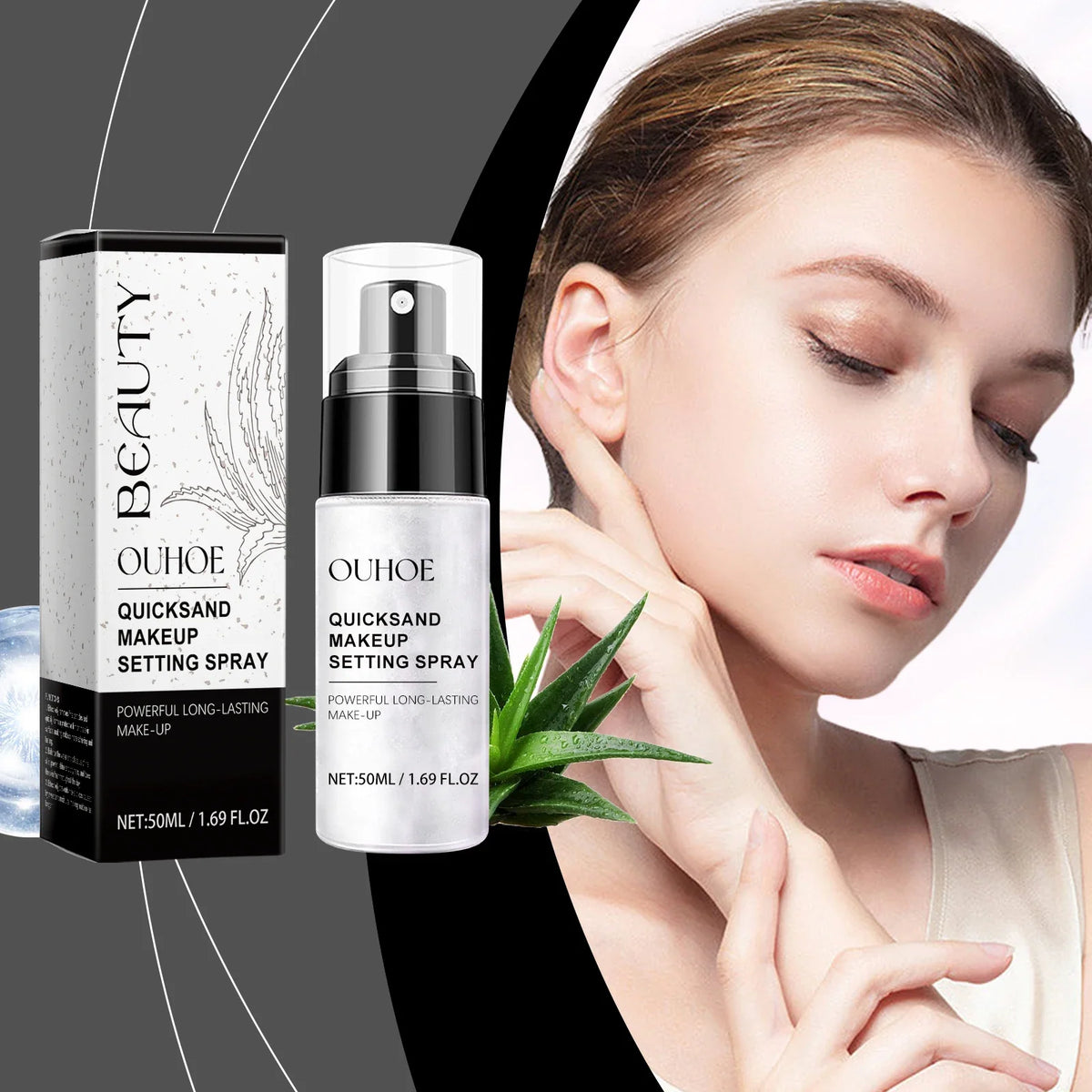 Quicksand makeup setting spray and face loose powder duo, white packaging, 2-piece set on Tampa Home & Garden Store